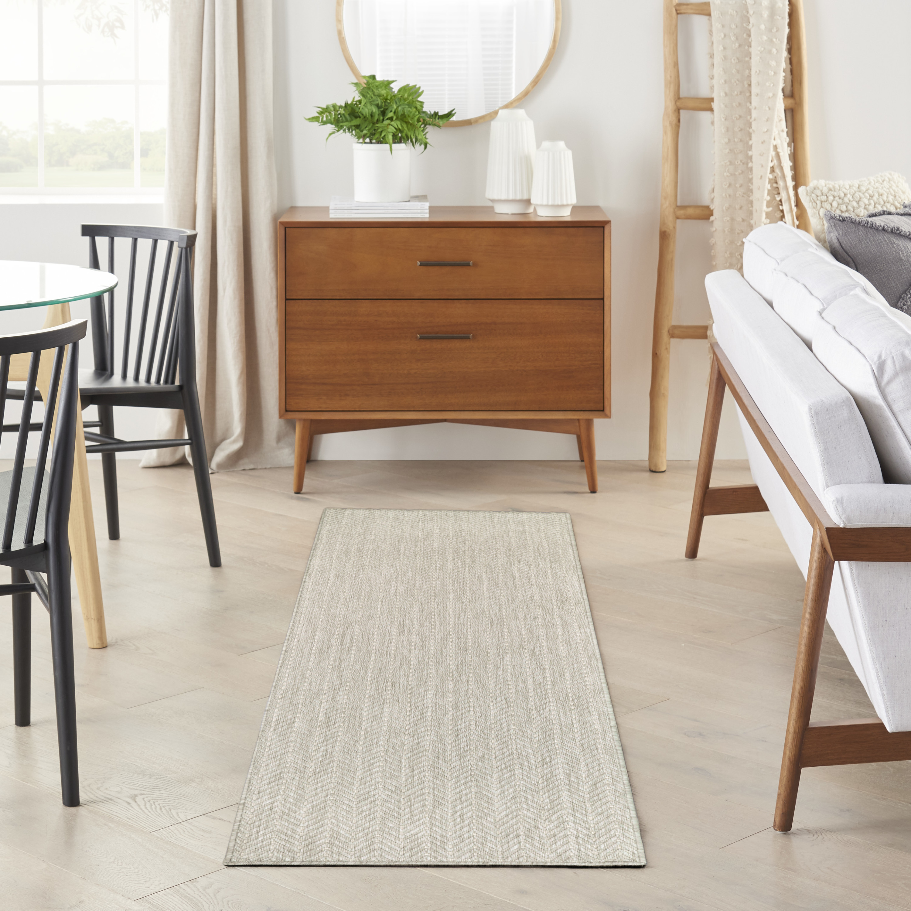 Nourison Horizon Indoor/Outdoor 2'2" x 8' Grey Modern Rug
