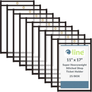 Shop Ticket Holders, Clear, 11" x 17", 25-Pack