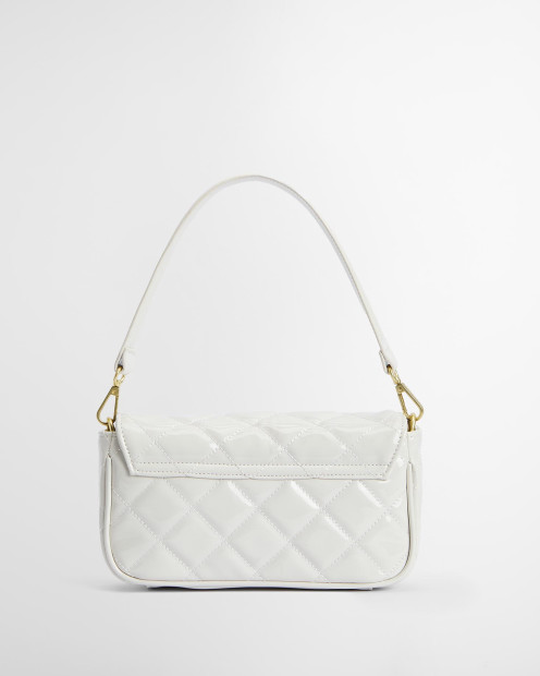 Soho Mini Quilted Crossbody Bag Gloss Silver Birch