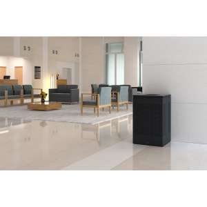 Rubbermaid Commercial, Silhouettes, Open Top, 40 gal, Metal, Black, Square, Receptacle