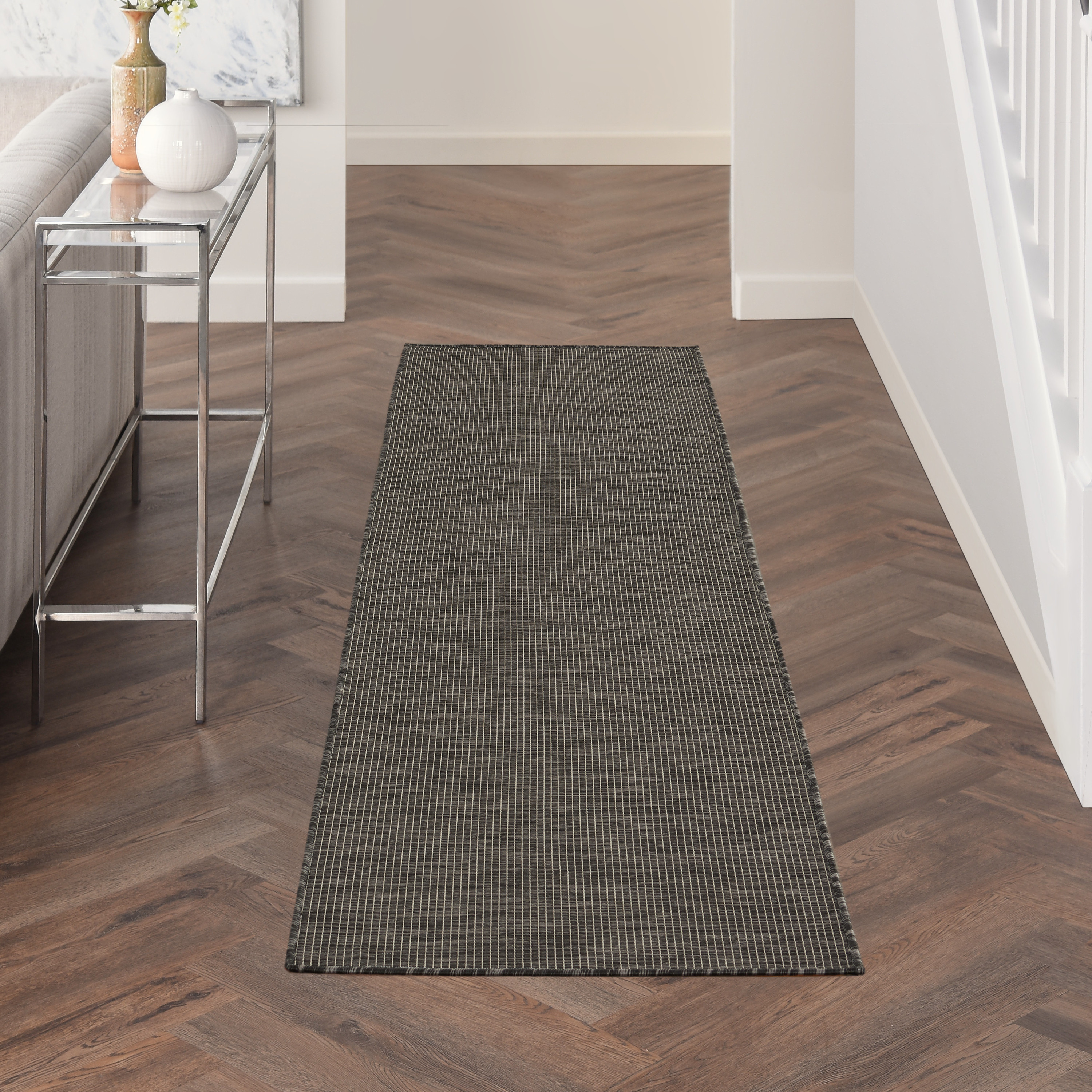 Nourison Positano 2'2" x 8' Charcoal Modern Rug