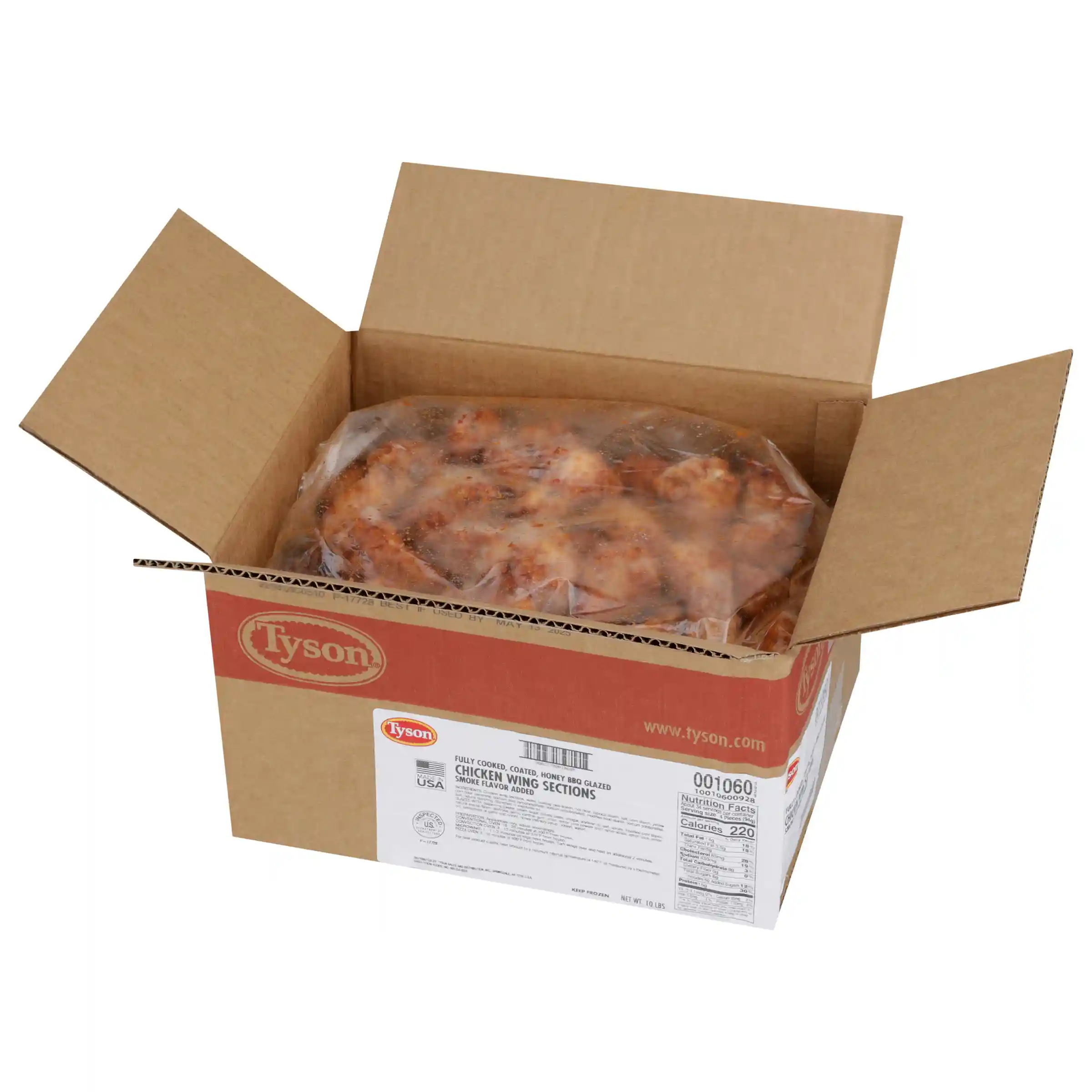 Tyson® Fully Cooked Breaded Honey BBQ Glazed Bone-In Chicken Wing Sections, Small_image_4