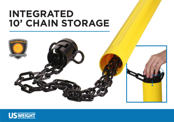 ChainBoss Stanchion - Yellow Filled with Black Chain 4
