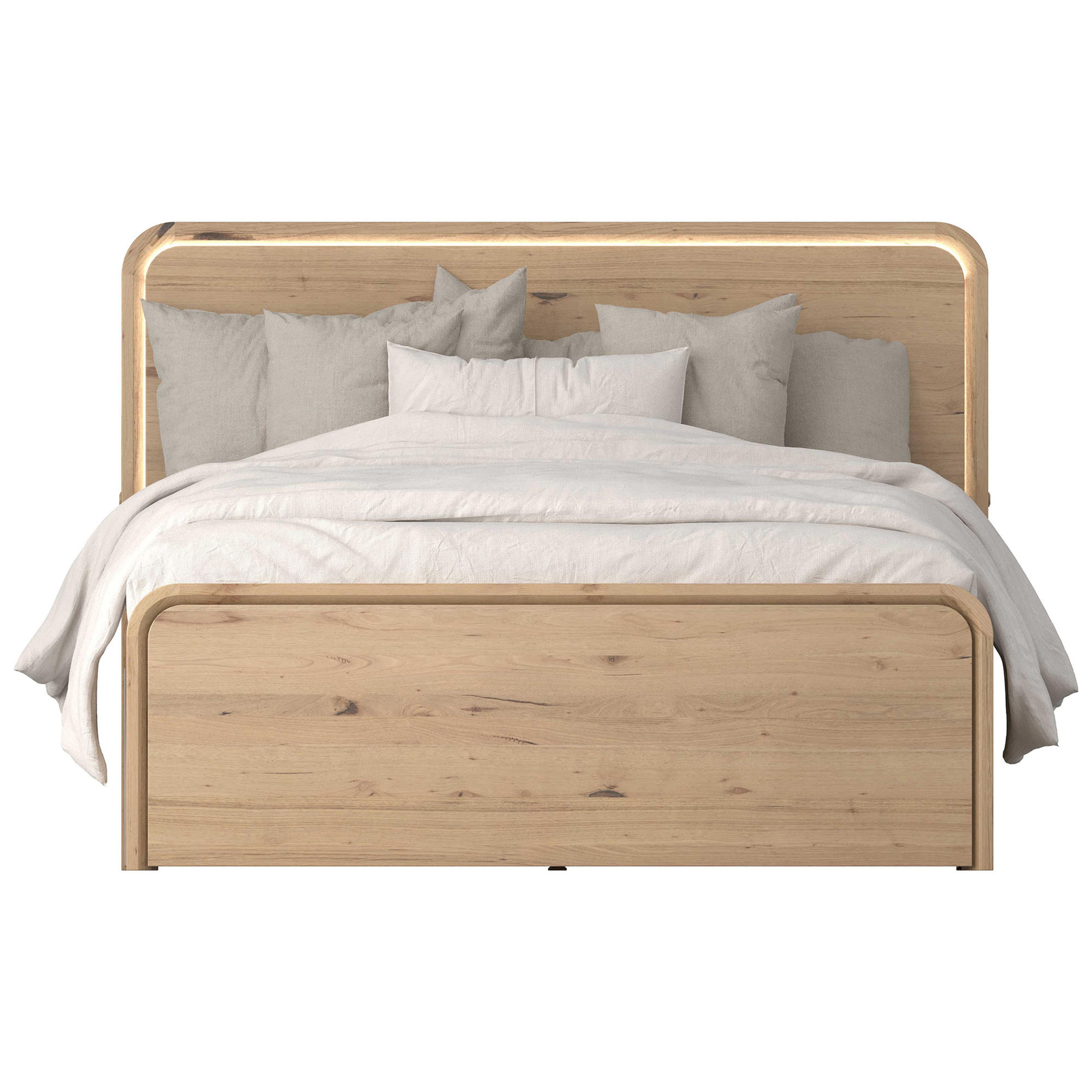 Lifestyle image of the  Lena Bed Frame, W/ Led Headboard & Gas Lift Base, Natural from Forty Winks