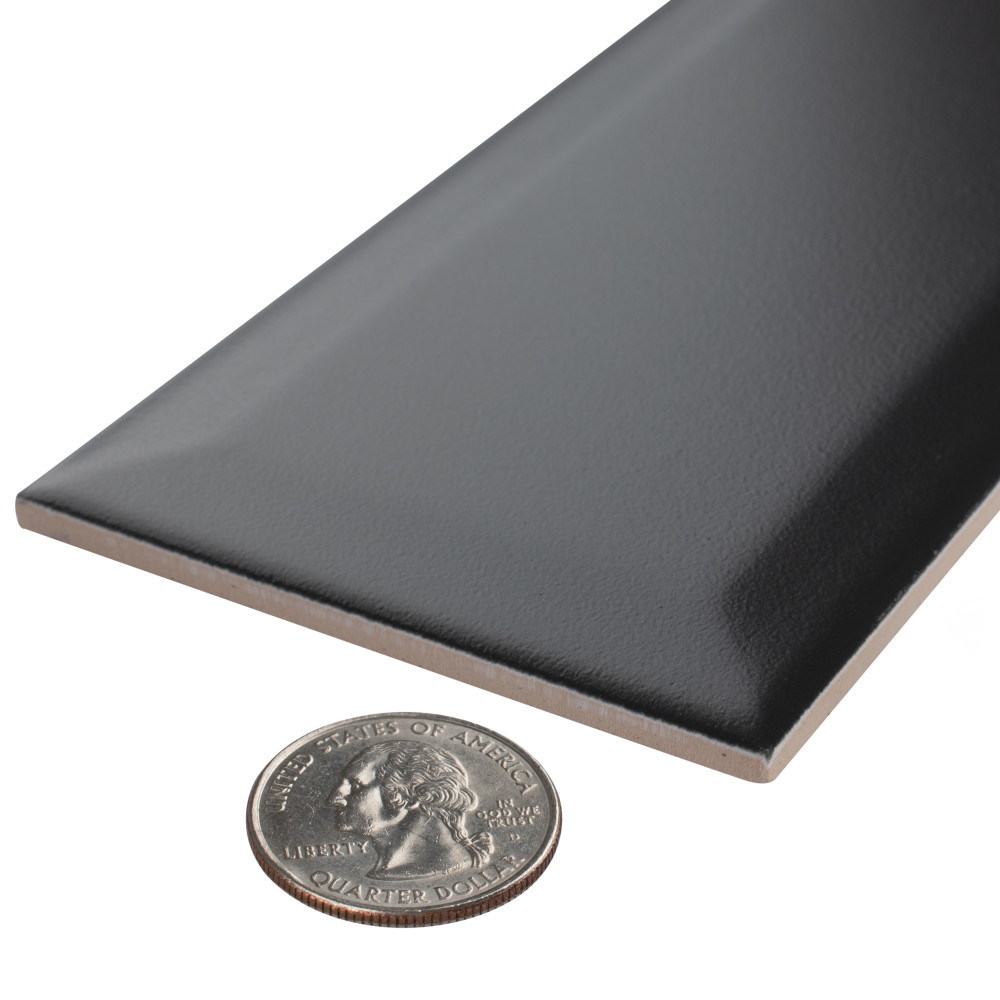 Crown Heights Beveled Matte Black 3 in. x 6 in. Ceramic Wall Tile