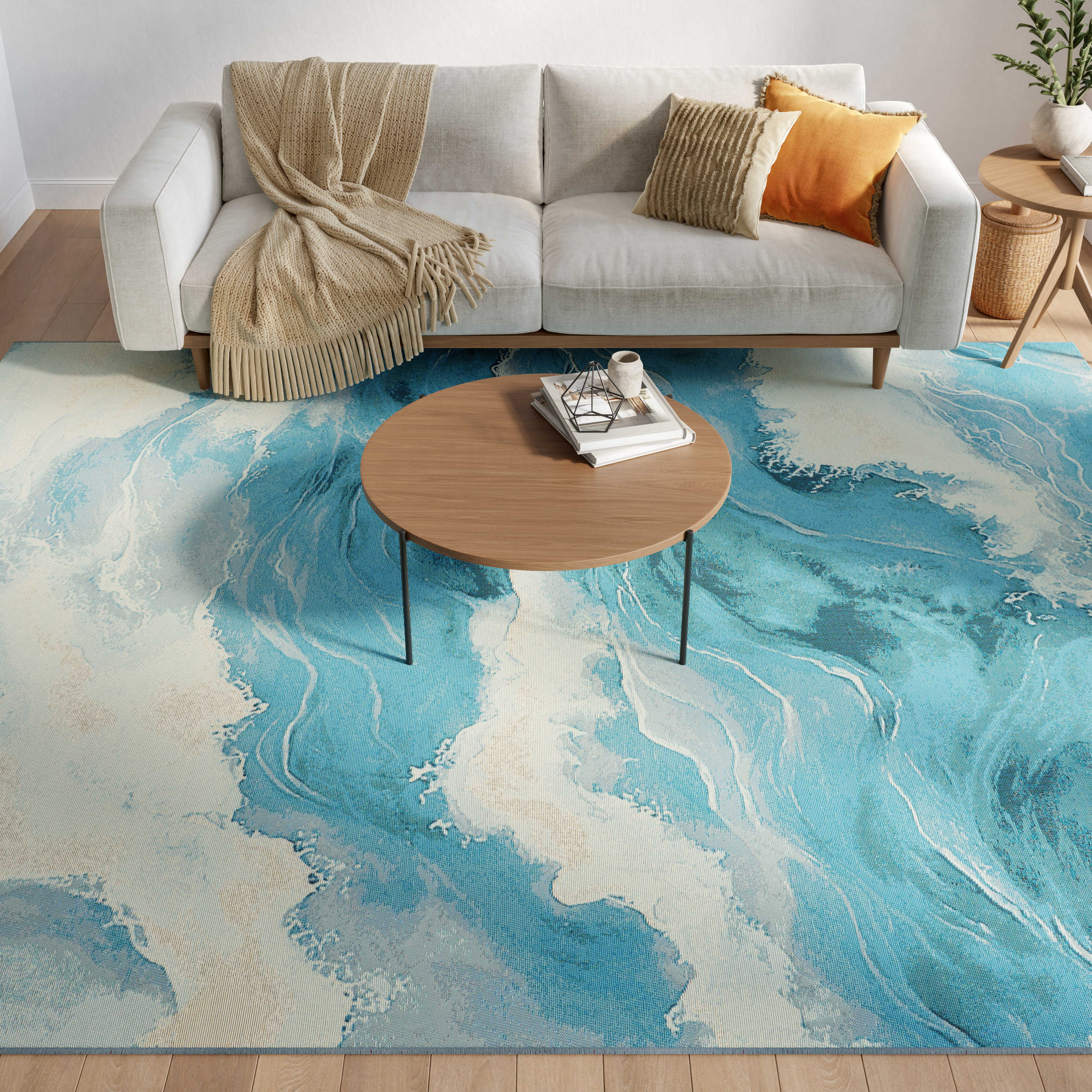 Nourison Color Splash 7'10" x 9'10" Ivory Blue Coastal, Nautical & Beach Rug