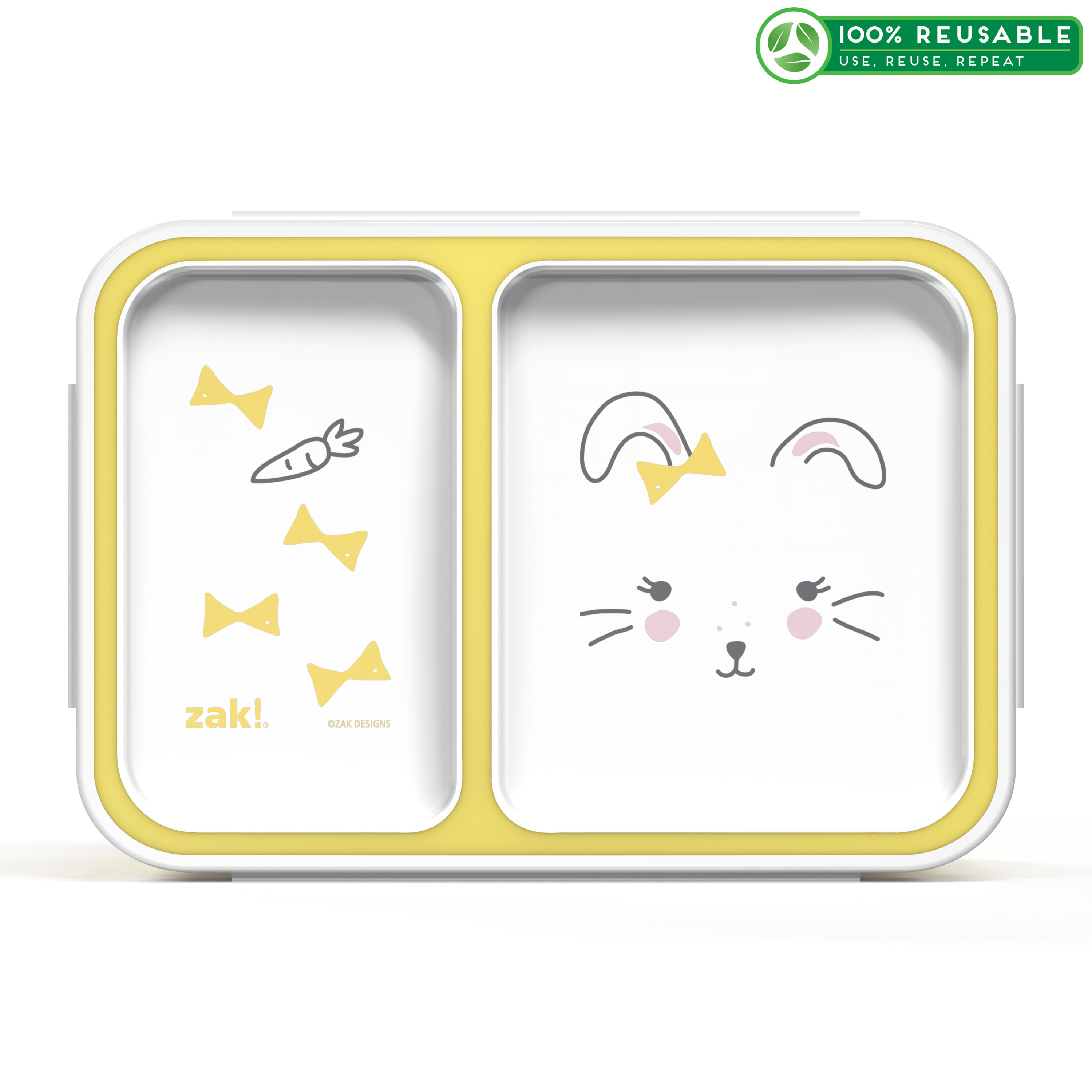 Soft Lines Dual-compartment Reusable Bento Box, Bunnies slideshow image 1 Soft Lines Dual-compartment Reusable Bento Box, Bunnies slideshow image 1