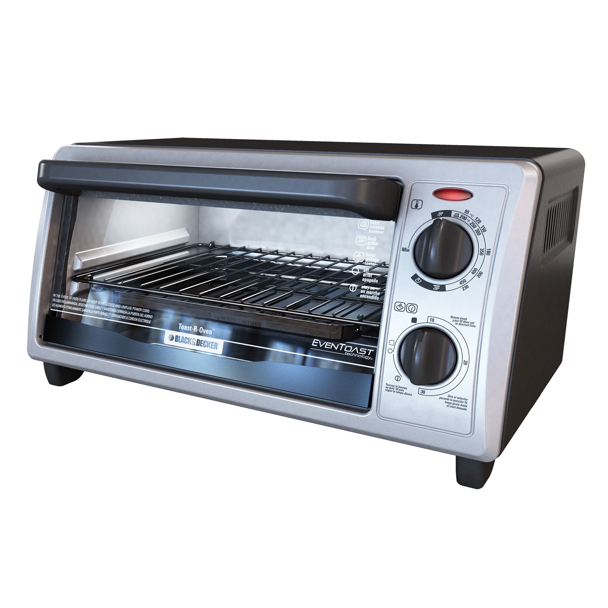 Profile of 4 slice countertop toaster oven .