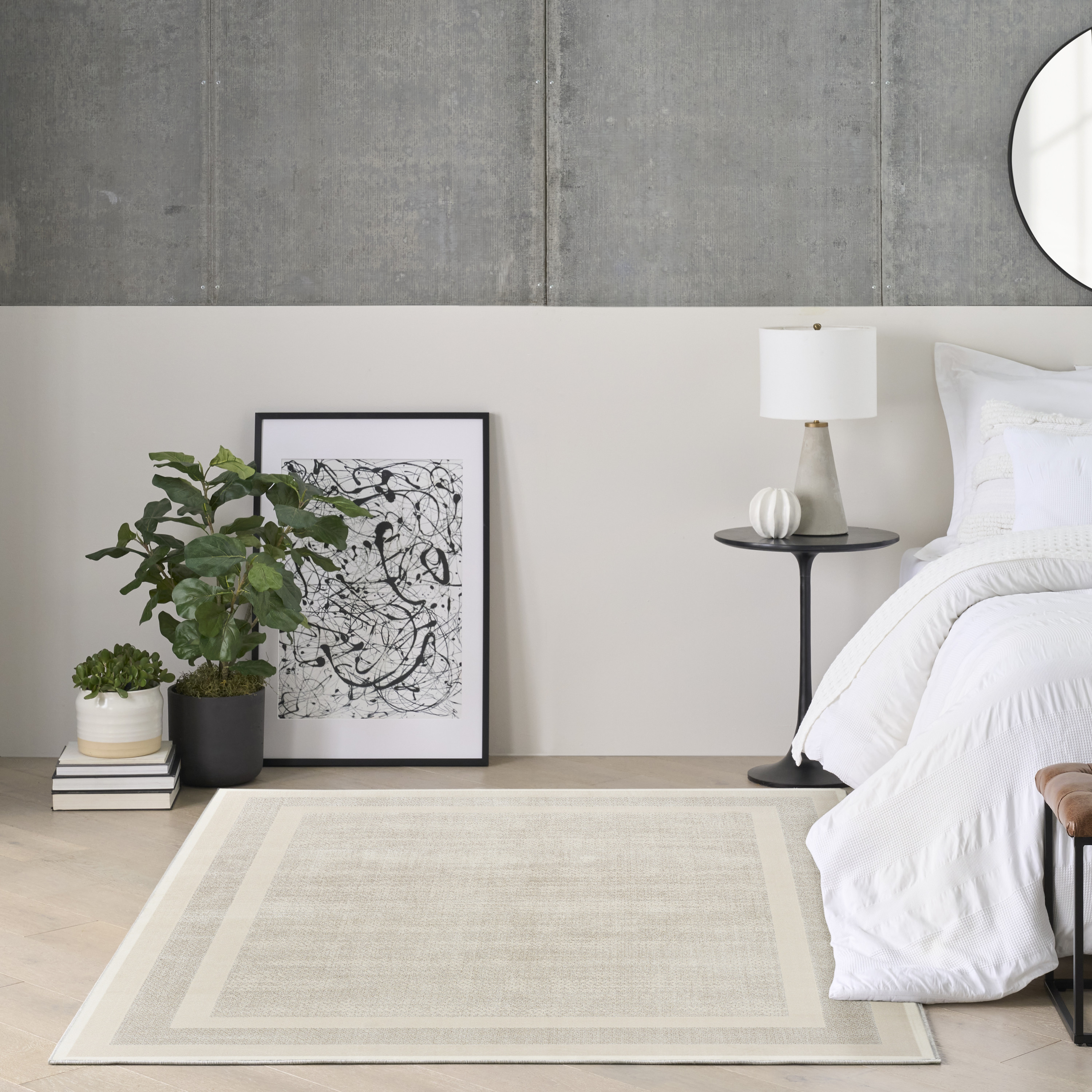 DKNY Grand Street 6' x 9' Ivory Taupe Modern Indoor Rug
