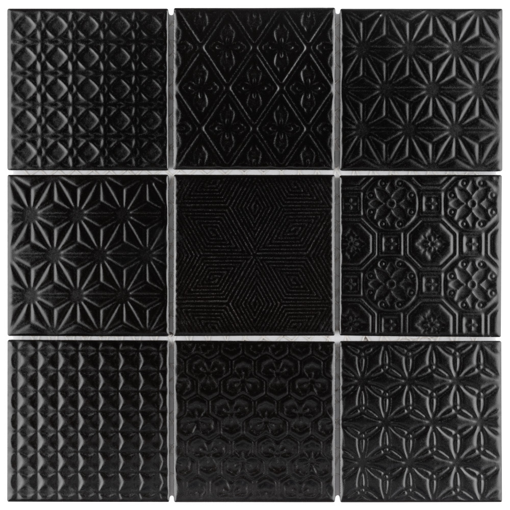 Spirit Black 11-5/8 in. x 11-5/8 in. Porcelain Mosaic Tile