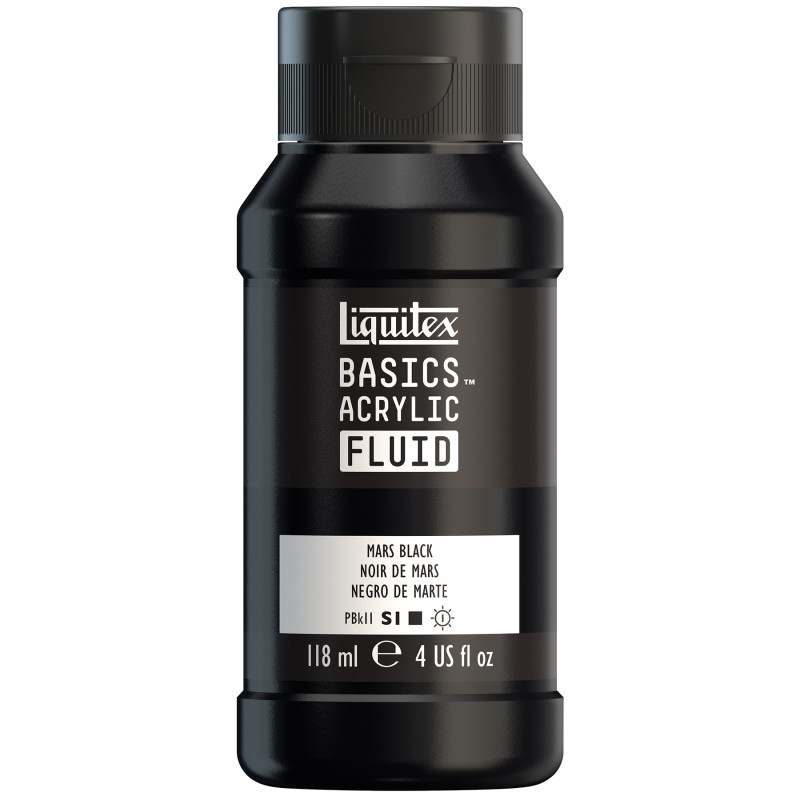BASICS Acrylic Fluid, 118 mL Bottle, Mars Black