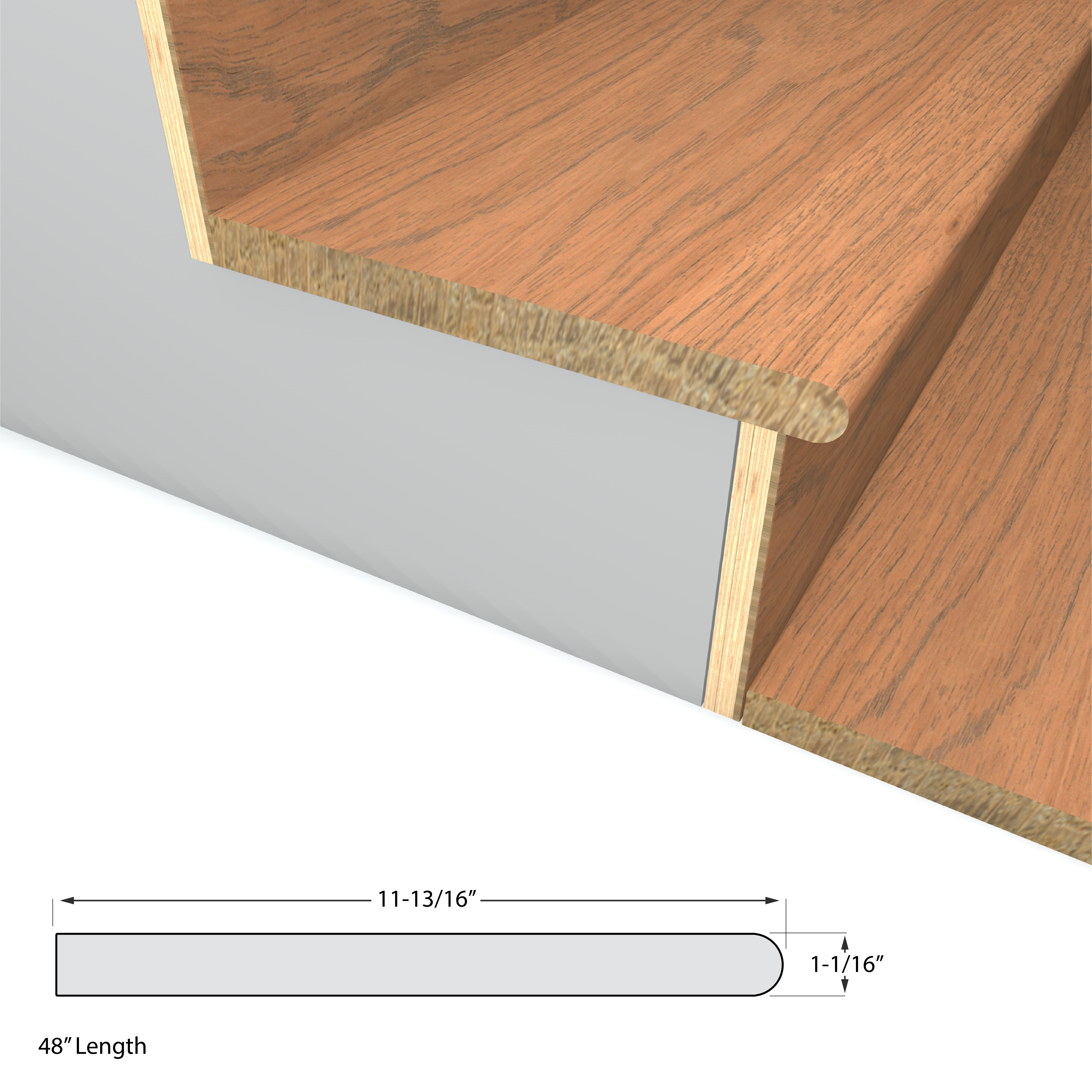 Shaded Hickory Stair Tread view 2