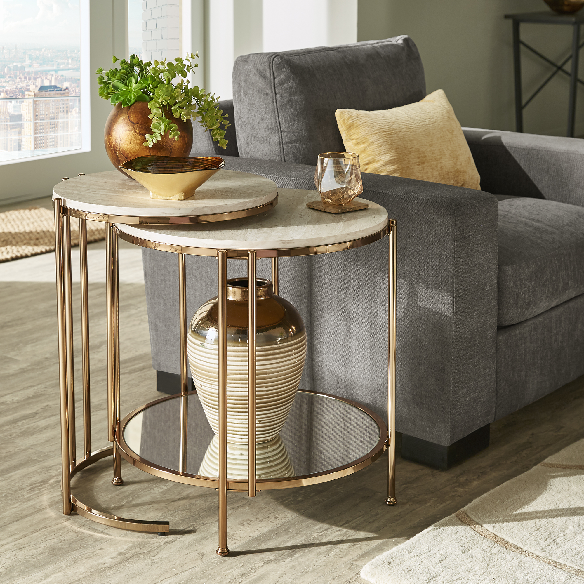 Champagne Gold Finish Tables