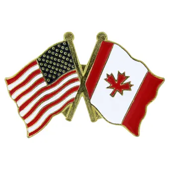 USA Flag(left)/Canada Flag(right) Lapel Pin - Single - 1 1/8