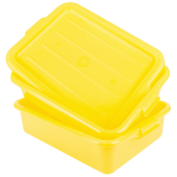 5-inch deep Traex® Color-Mate™ yellow food storage drain box set with recessed lid