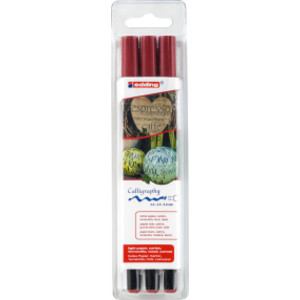 1255 Series Calligraphy Pen, Crimson Lake, Set of 3