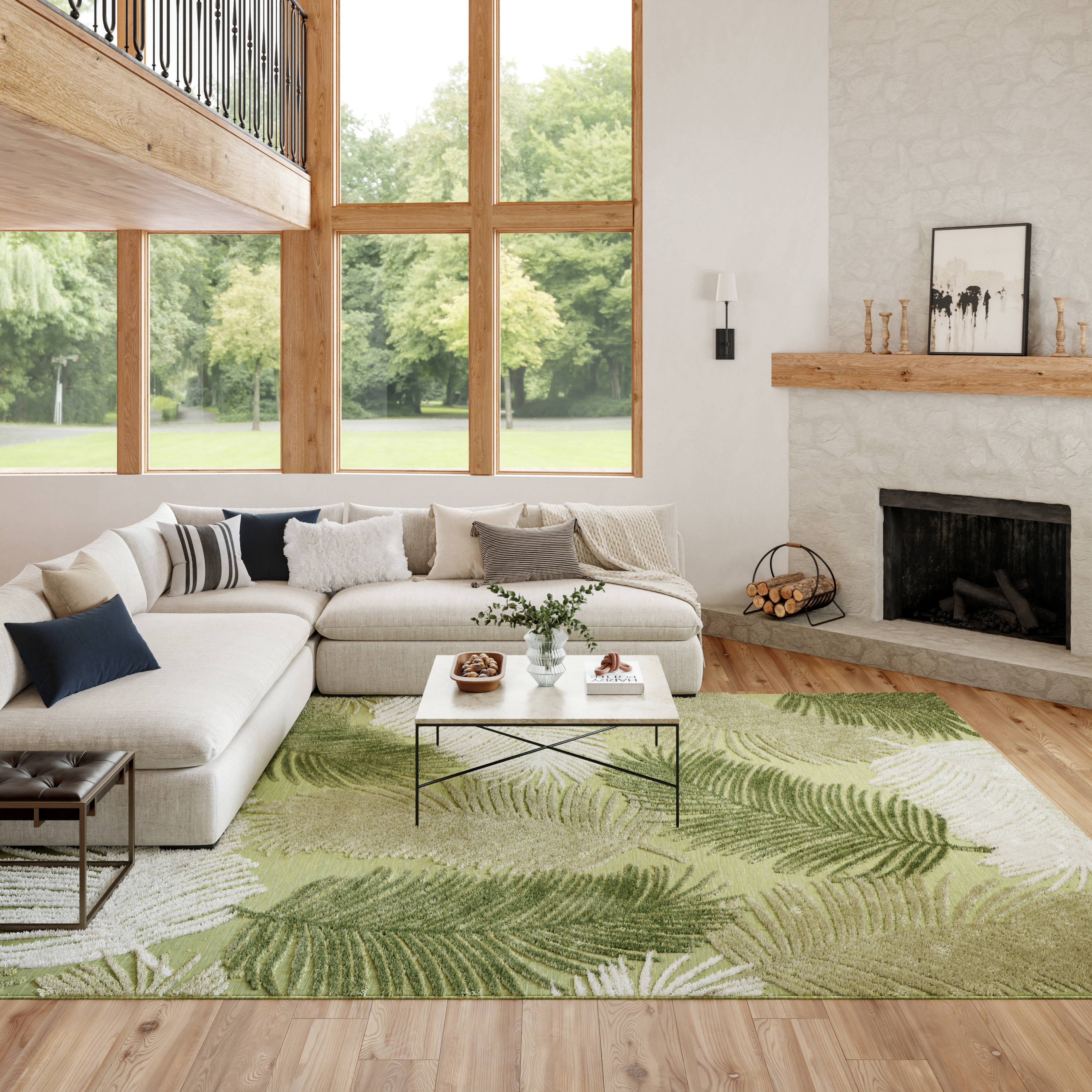 Nourison Suncoast 7'10" x 9'10" Green Tropical Rug