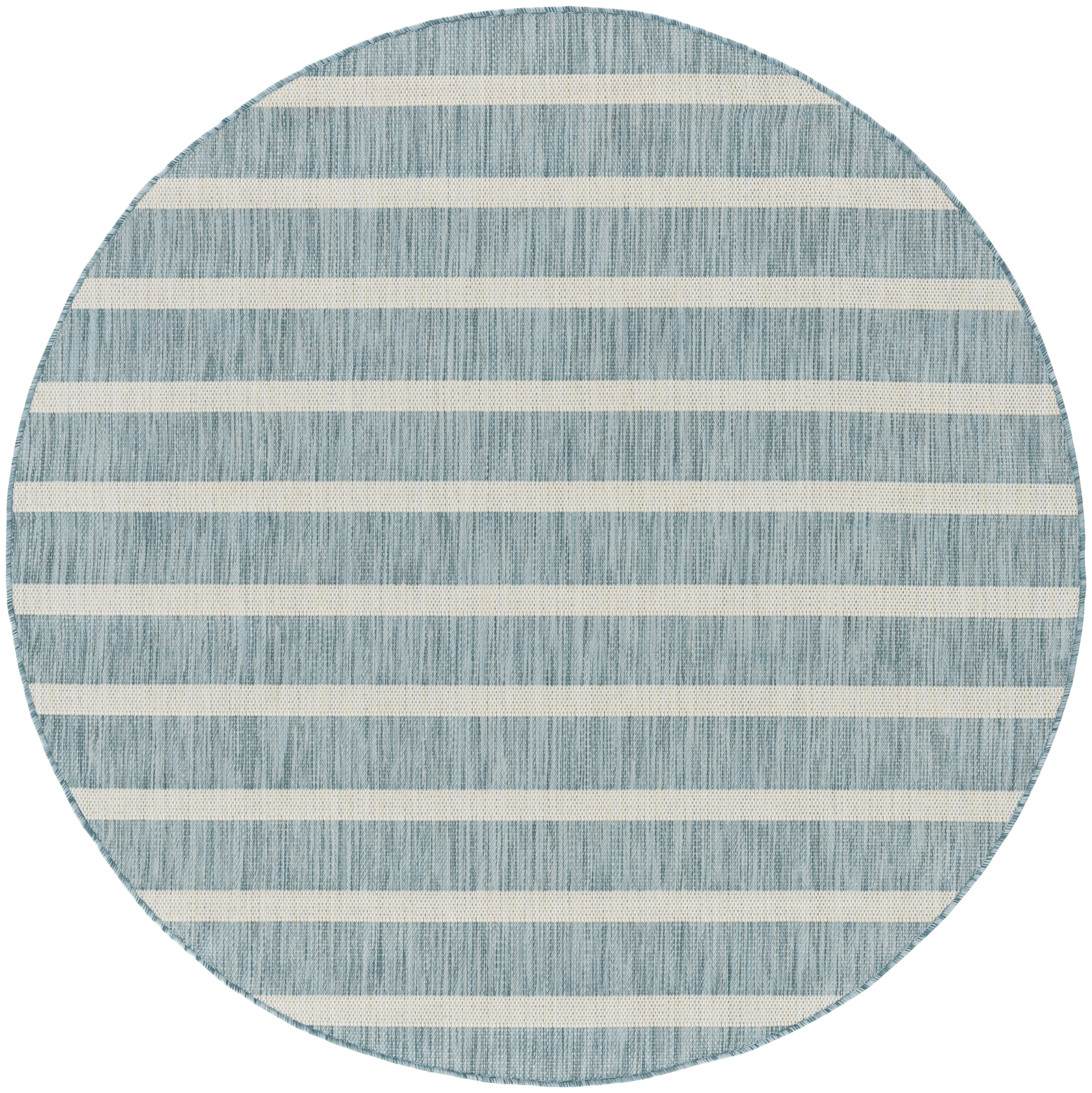 Nourison Positano 6' x Round Aqua Ivory Modern Rug