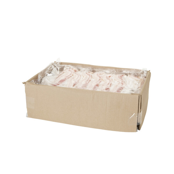 HORMEL(r) Bacon, Honey Cured, Wide Shingle, 13/17 slice, 15 lb . C1RM - Front Right Open Case (Hi Res)