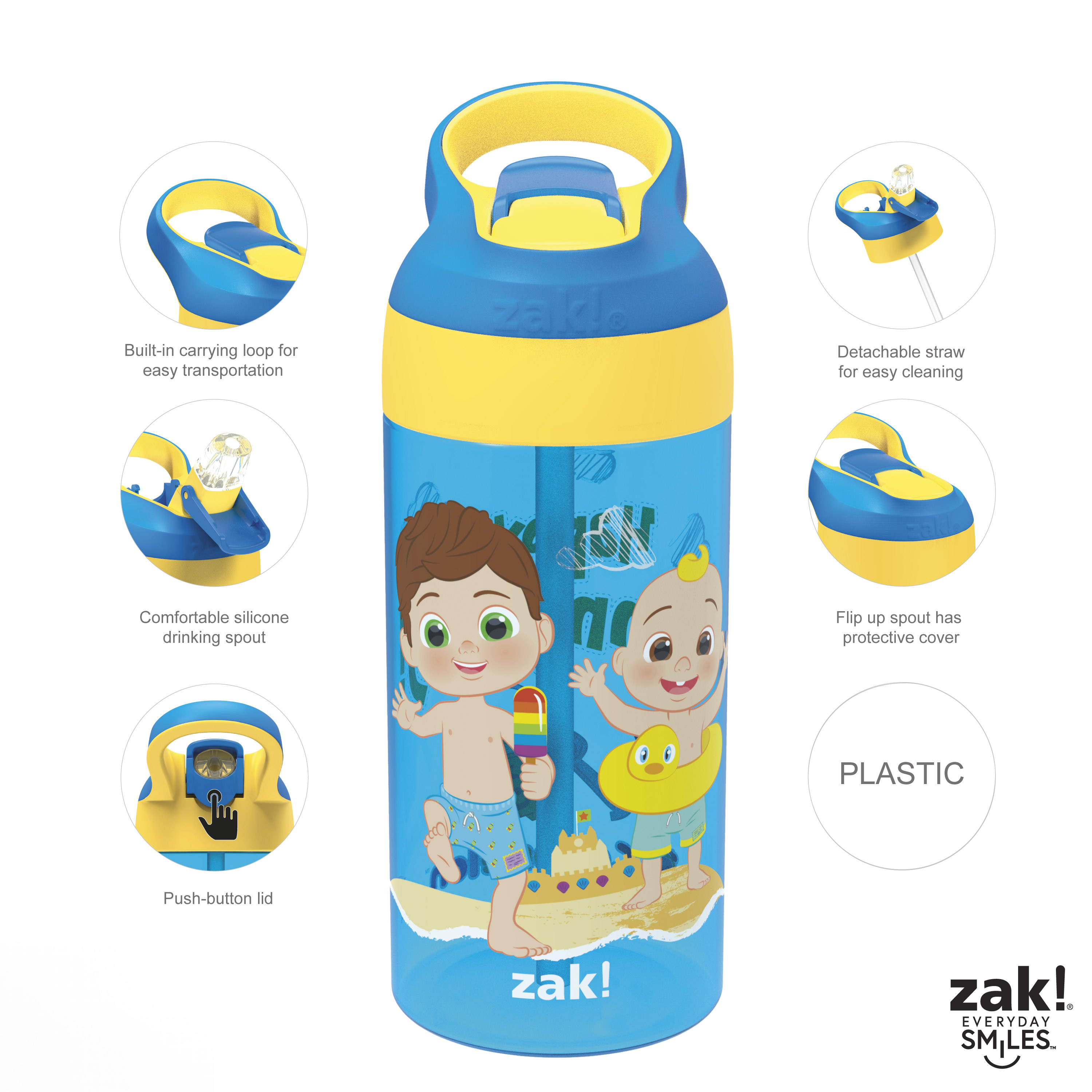 CoComelon 17.5 ounce Water Bottle, Happy, Sunny Day!, 2-piece set slideshow image 10