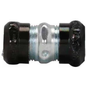 Compression Coupling, Zinc Plated Steel, EMT Conduit, Raintight, 1/2 in.