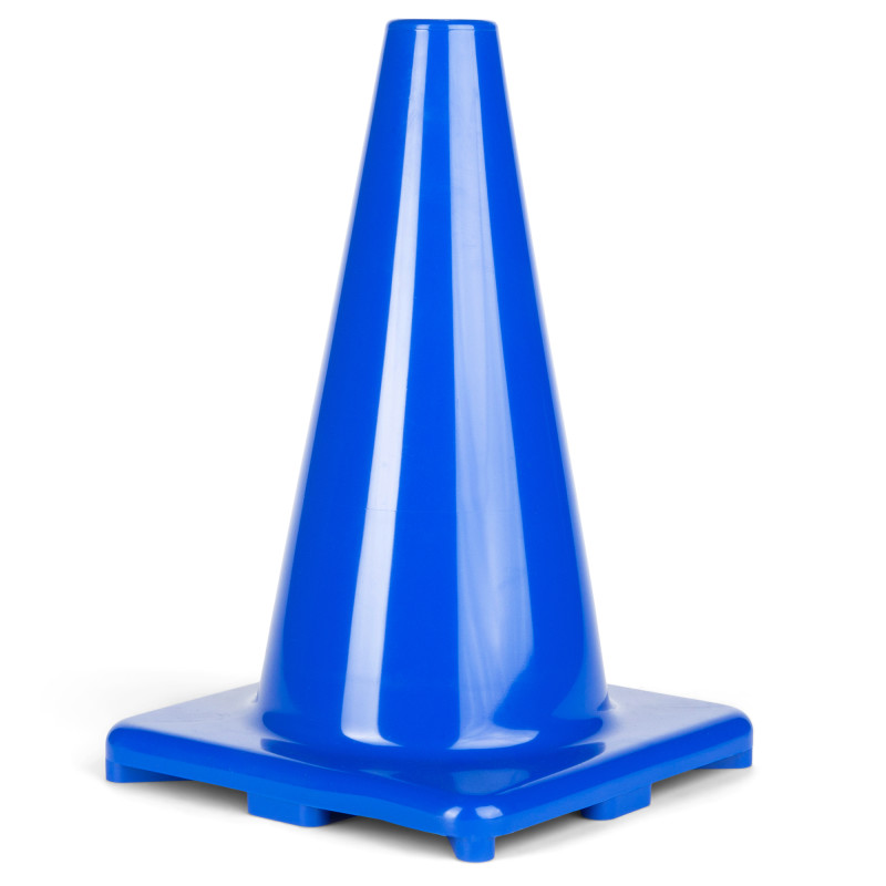 Hi-Visibility Flexible Vinyl Cone, Weighted, 12", Royal Blue