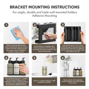 DHSEWT03BLKT, Diversified Hospitality,  Eco-Well True Wall Mounted Triple Shower Bracket, Black