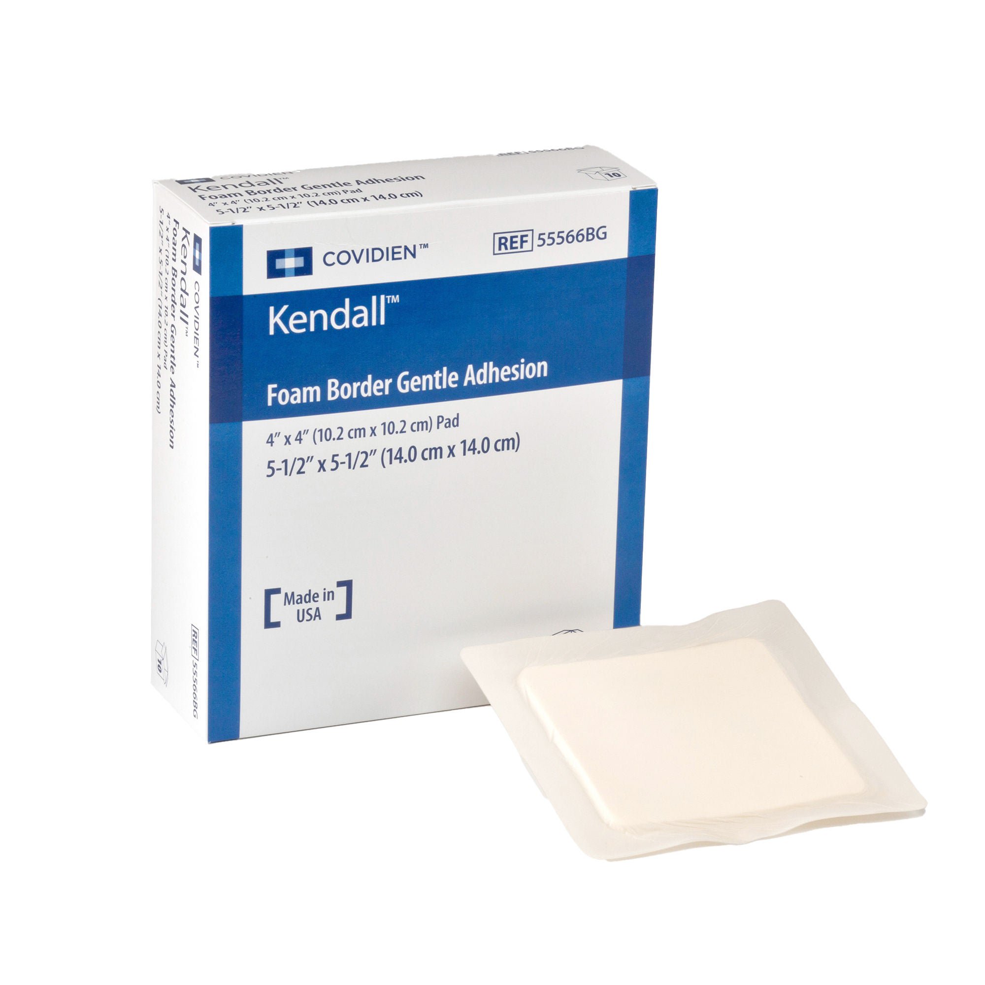 Kendall™ Gentle Bordered Foam Dressing with Silicone Adhesive, 14 x 14 cm