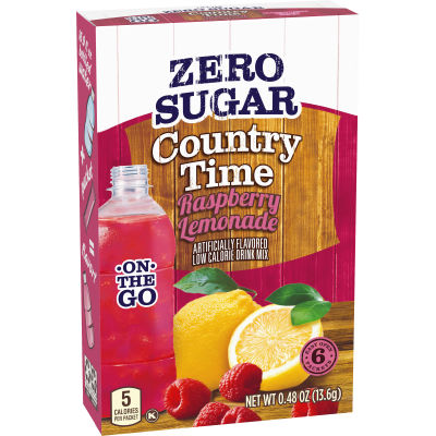 Country Time Zero Sugar Raspberry Lemonade Powdered Drink Mix, 6 ct On-the-Go Packets