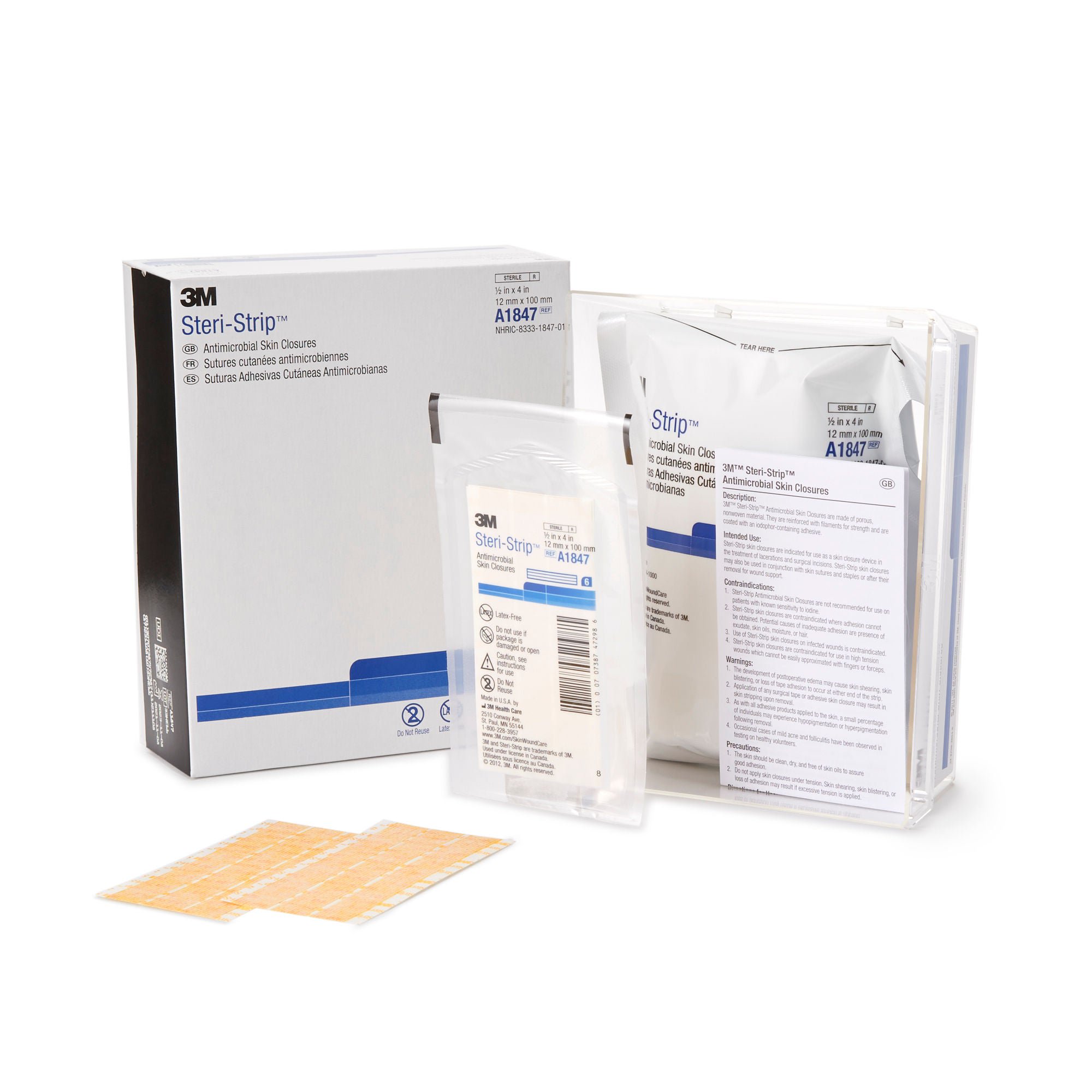 3M™ Steri-Strip™ Antimicrobial Skin Closure Strip, 1/2 x 4 Inch