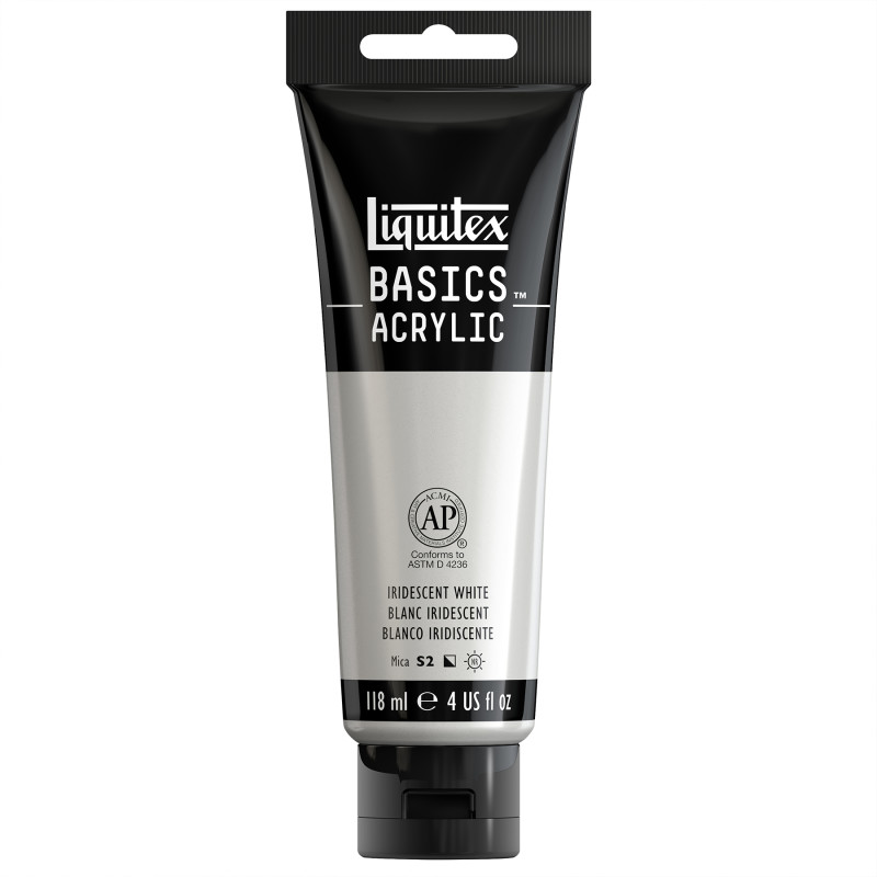 BASICS Acrylic Paint, 118 mL Tube, Iridescent White