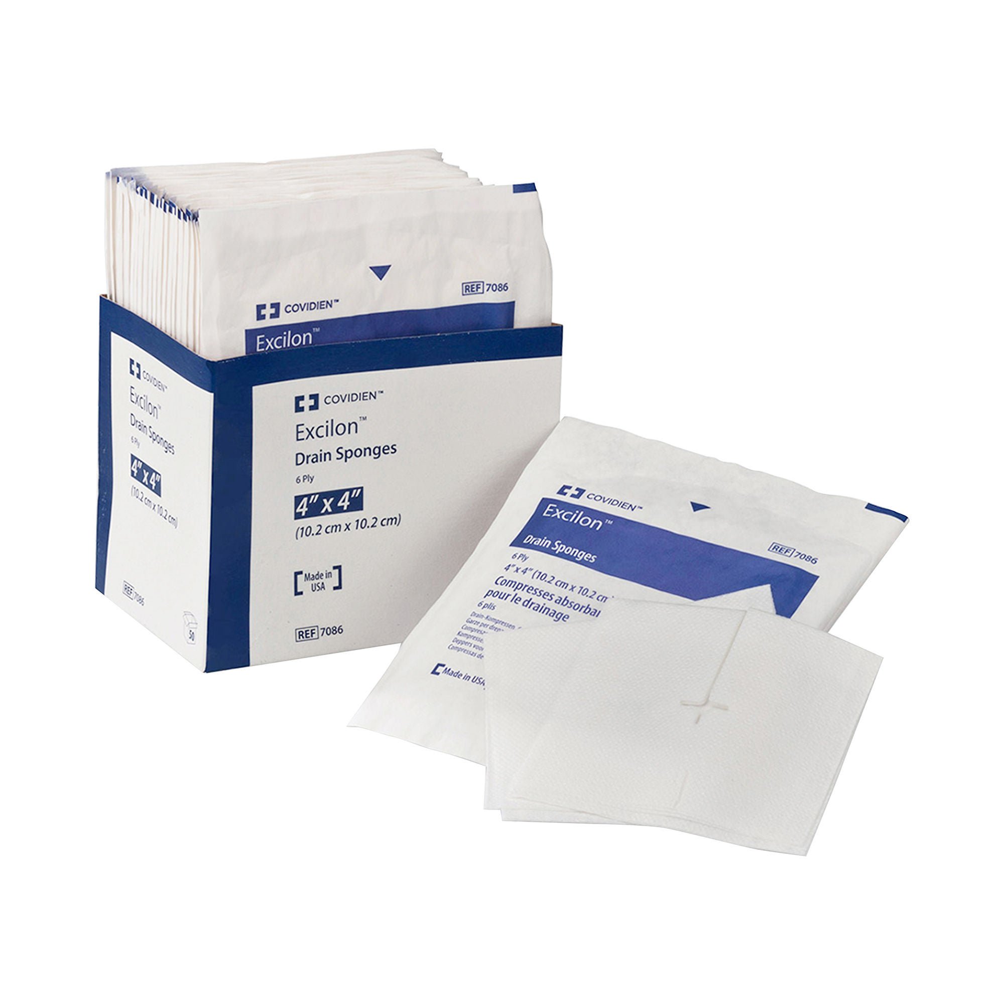 Curity™ Drain Sponge, 4 x 4 Inch, Six-Ply