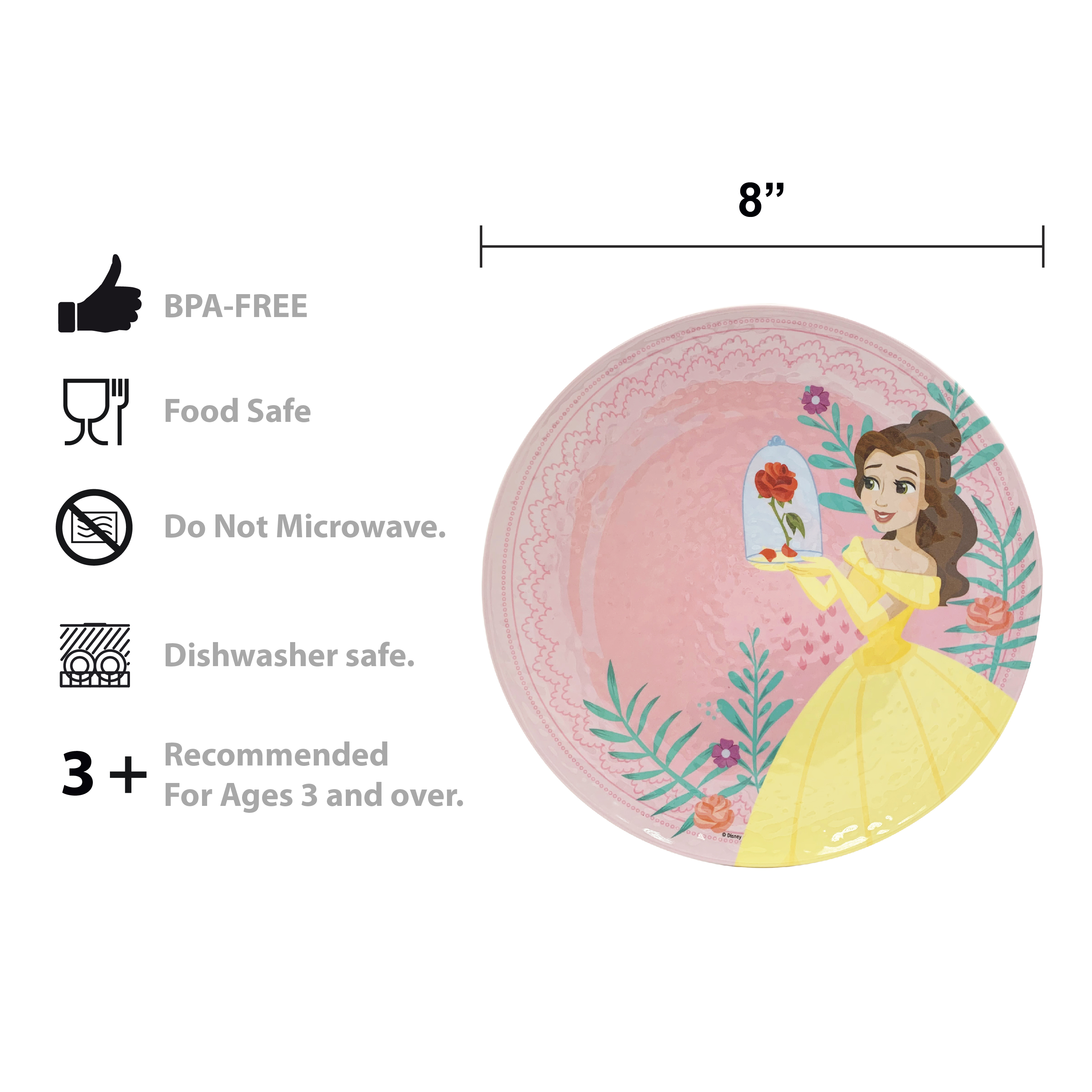 Disney Kids 9-inch Plate and 6-inch Bowl Set, Princess Belle, 2-piece set slideshow image 6 Disney Kids 9-inch Plate and 6-inch Bowl Set, Princess Belle, 2-piece set slideshow image 6