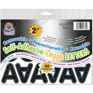 Self-Adhesive Letters, Black Dazzle, Puffy Font, 2", 159 Characters