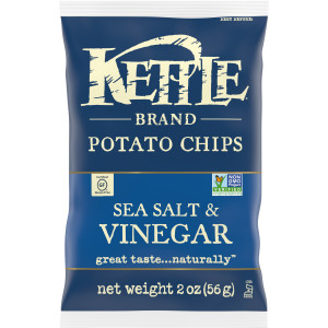 Kettle Brand Potato Chips, Salt & Vinegar Kettle Chips, Snack Bag, 2 Oz