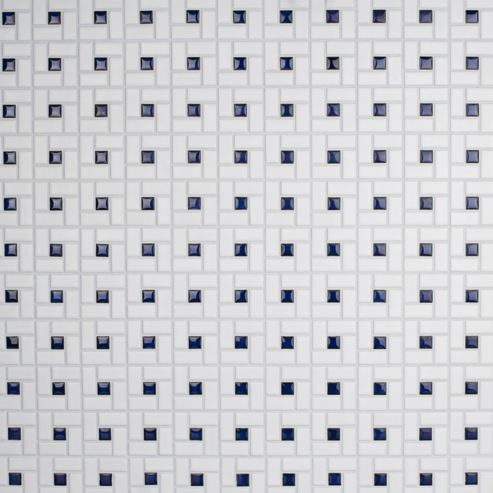 Spiral Blue and White 12-5/8 in. x 12-5/8 in. Porcelain Mosaic Tile
