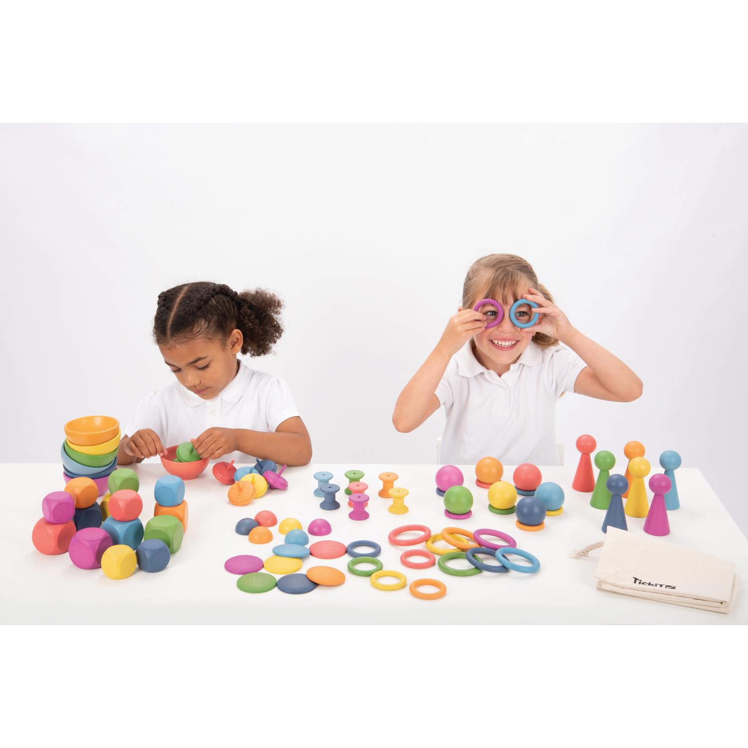 TickiT Rainbow Wooden Super Set - Set of 84 - 12 Different Shapes in 7 Colors image number null