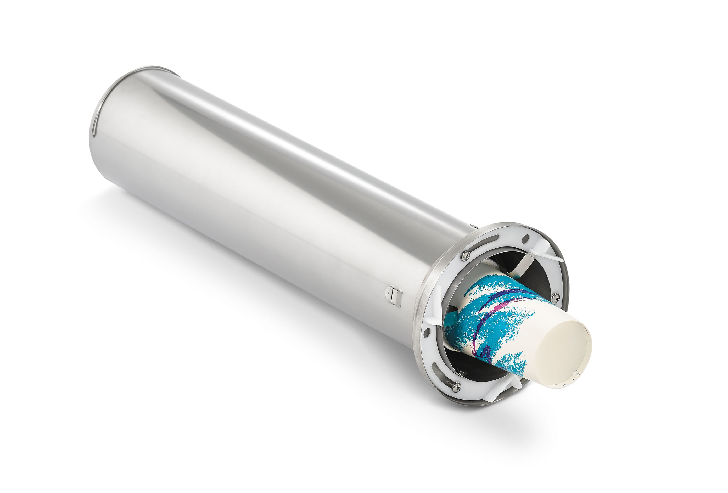 Adjustable stainless steel cup dispenser for 4 to 12ounce cups with 2