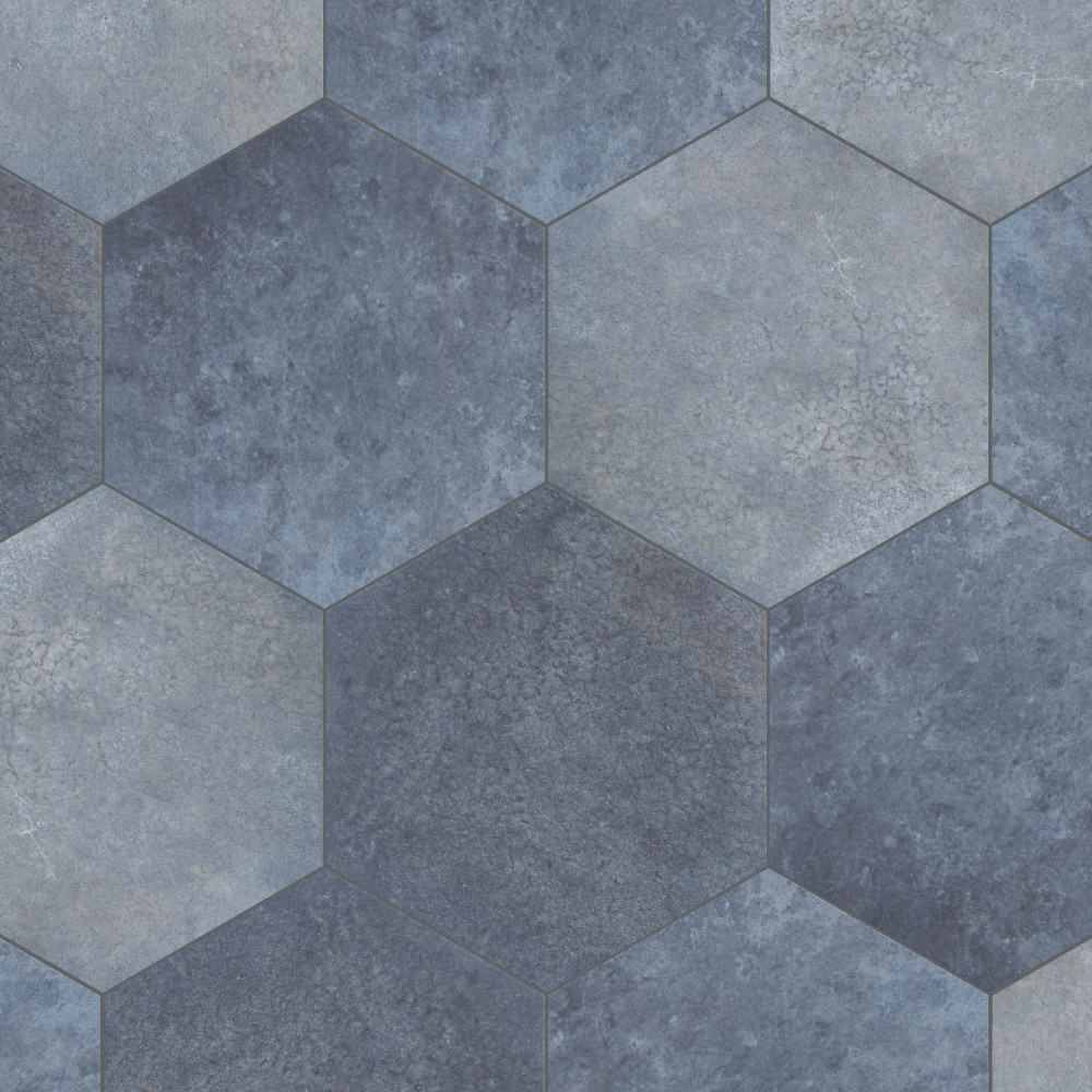 Heritage Hex Indigo 7x8 Hexagon Porcelain Floor and Wall Digital Pattern