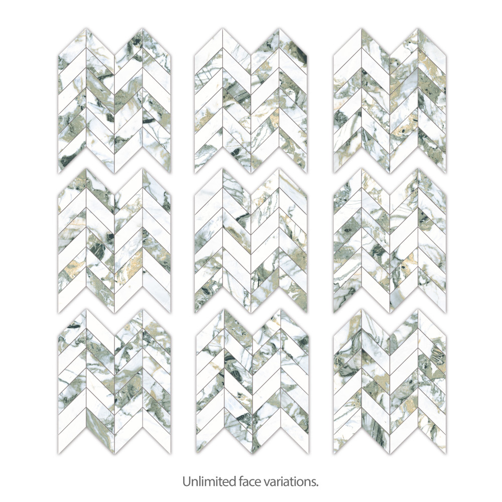 Touche Chevron Jade 11-3/4 in. x 12-1/4 in. Porcelain Mosaic Tile