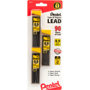 Super Hi-Polymer Lead (0.9mm) Thick, HB, 30-Piece/Tube 3-Pk