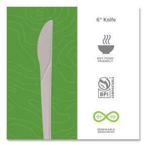 Eco-Products,Inc., Plantware Compostable Cutlery, Knife, 6", Pearl White