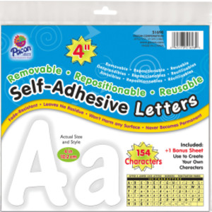 Self-Adhesive Letters, White, Cheery Font, 4", 154 Characters
