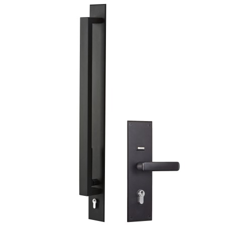 Trilock Omni Allure Double Cylinder Pull Handle Entrance Set in Matte Black