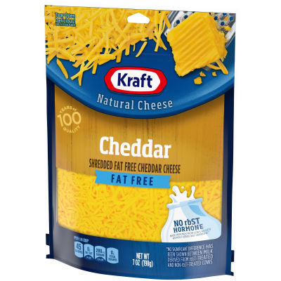 Kraft Cheddar Fat Free Shredded Cheese, 7 oz Bag