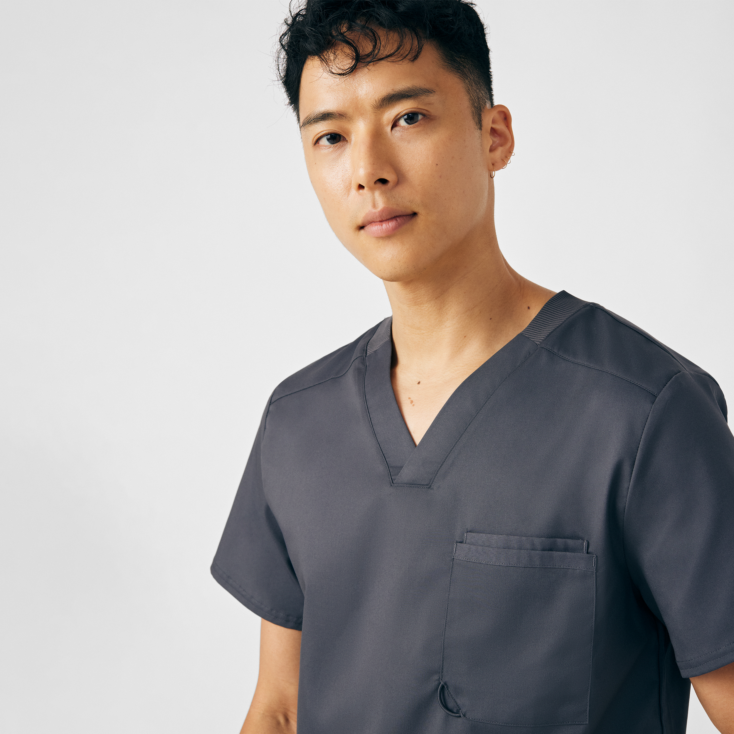Landau ProFlex LT108 Men&#8216;s Fade Resistant Breathable Stretch 2-Pocket V-Neck Scrub Top with half rib-knit neck band-Landau