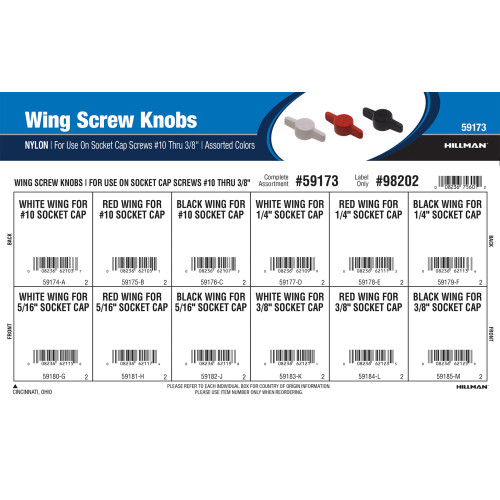 Wing Screw Knobs Assortment (For Use on Socket Cap Screws #10 Thru 3/8