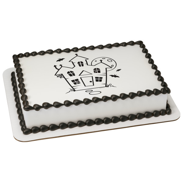 Paintable Haunted House PhotoCake® Edible Image®