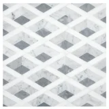 Pietra Visivo Collection Thassos Select Polished, Italian Carrara Dark Select Polished, And Bardiglio Polished 10×11 Verona Mosaic Polished