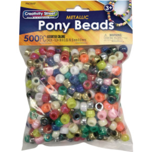 Pony Beads, Assorted Metallic, 500 Pieces